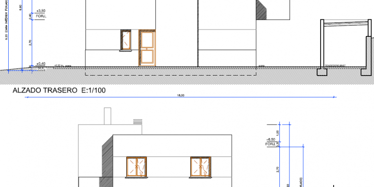 Alzados -Fachada lateral y trasera