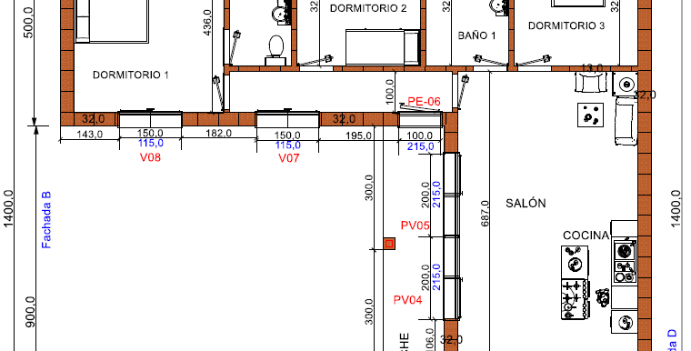 Plano planta baja vivienda 130,00 + 71,50 m2