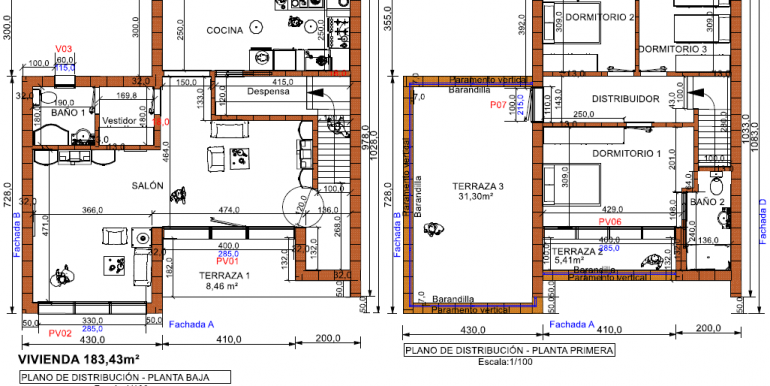 Planos casa moderna 183,43