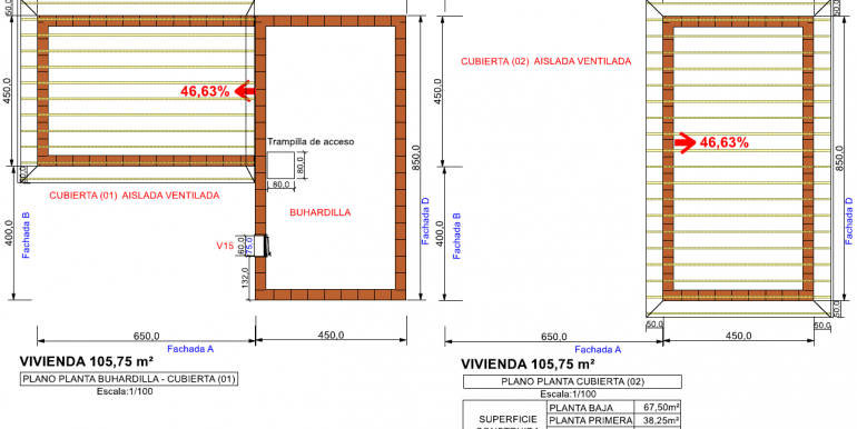 Vivienda 105,75 m2, planta BUHARDILLA y Cubiertas, copia