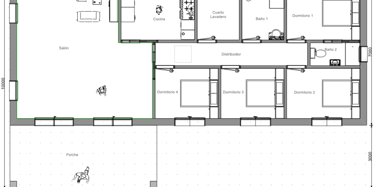 plano planta baja vivienda 140m2