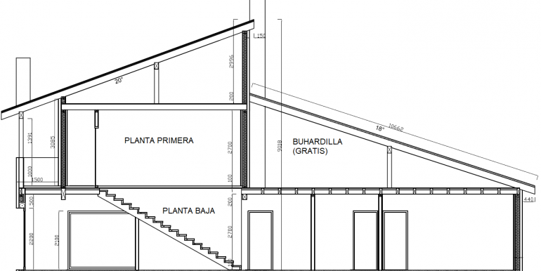 plano seccionCasa 178,21 con buhardilla